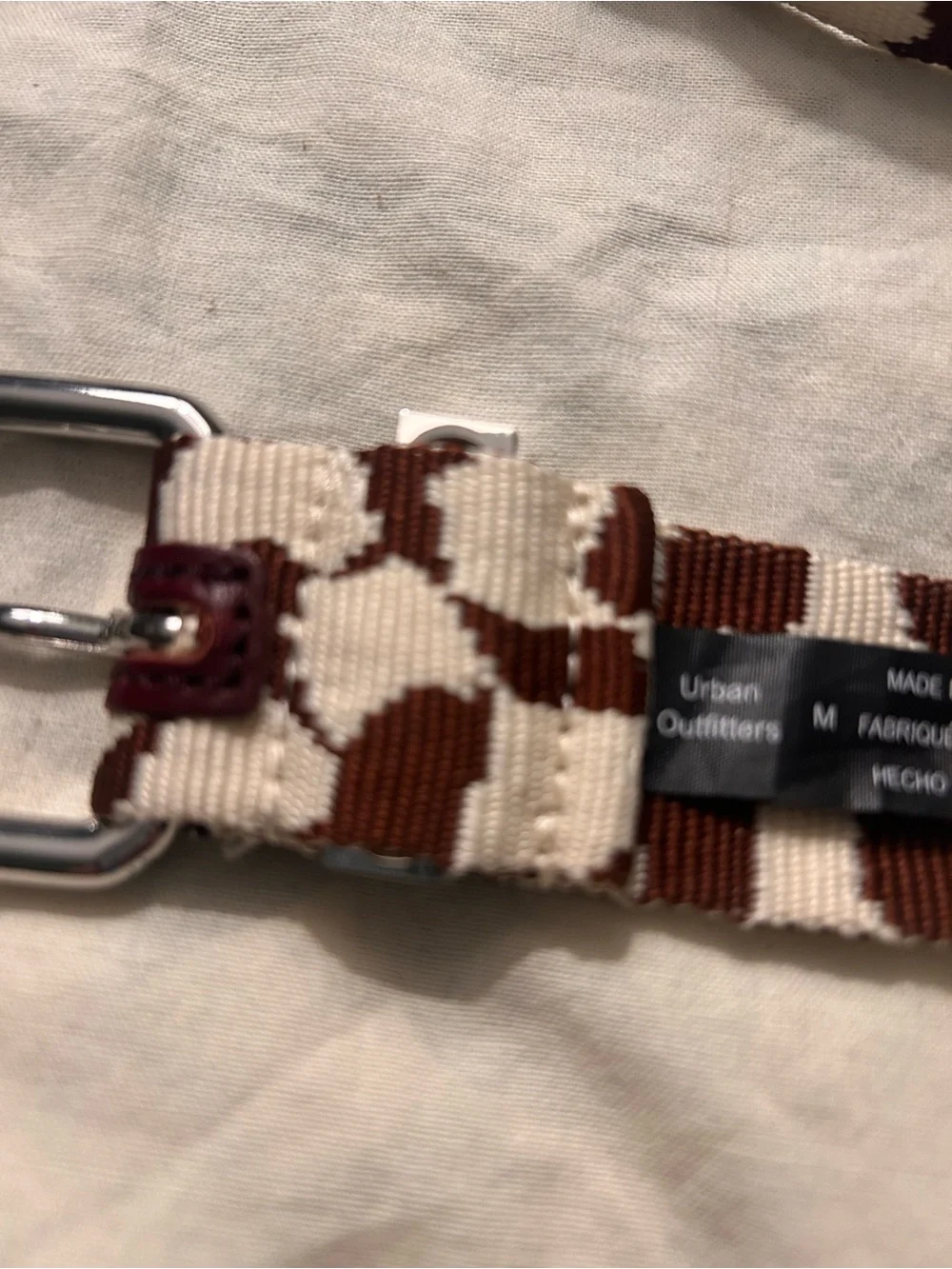 Urban Outfitters Canvas Checkerboard Double-Ring Belt - Black & Brown